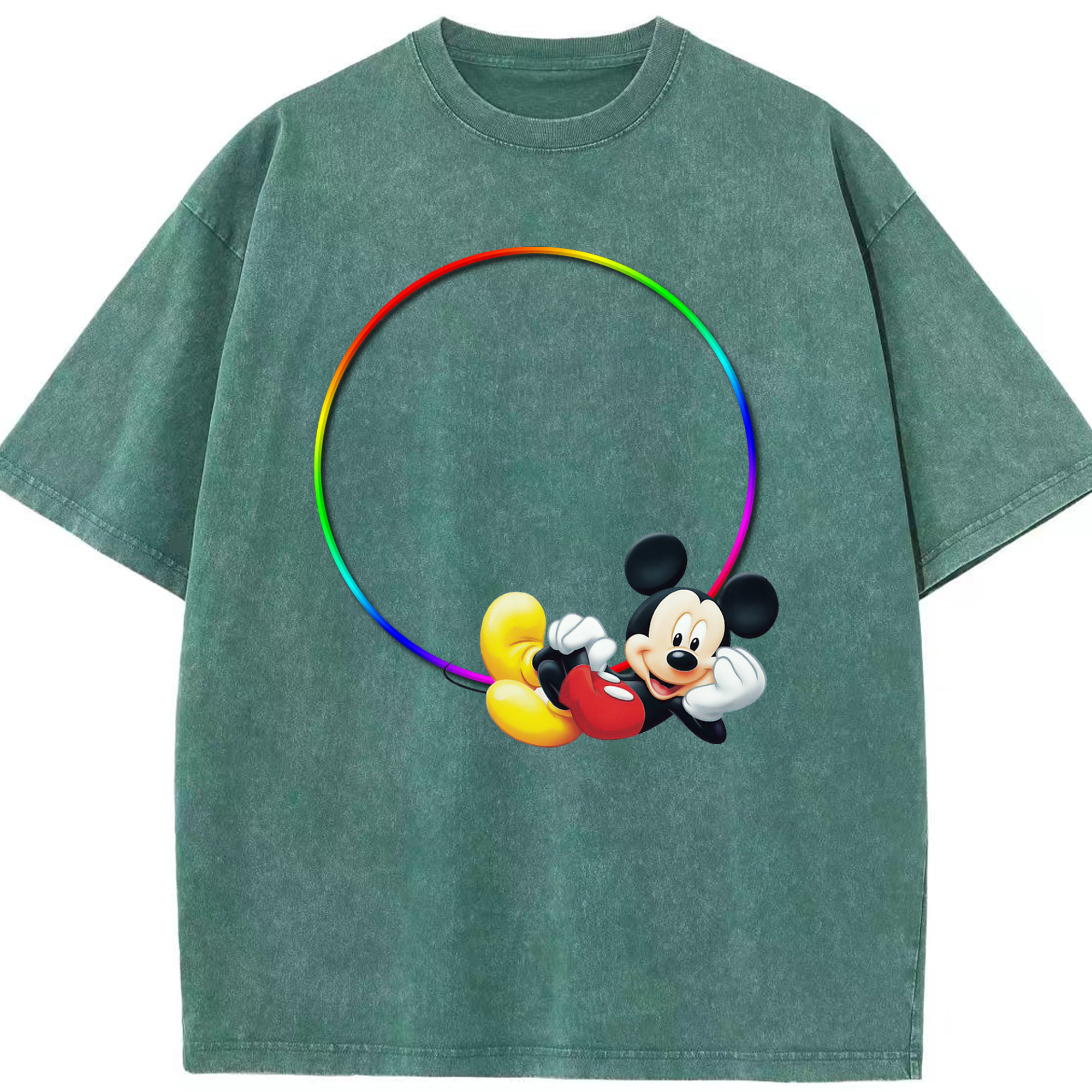 （画像用） ミッキーマウス Mickey Mouse 綿100% ヴィンテージ風 半袖Tシャツ（フロントプリント）